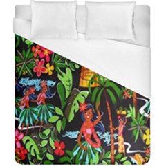 Hawaiian Girls Black Flower Floral Summer Duvet Cover (california King Size)