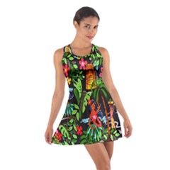 Hawaiian Girls Black Flower Floral Summer Cotton Racerback Dress