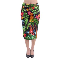 Hawaiian Girls Black Flower Floral Summer Midi Pencil Skirt