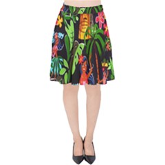 Hawaiian Girls Black Flower Floral Summer Velvet High Waist Skirt