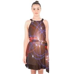 Highest Resolution Version Space Net Halter Collar Waist Tie Chiffon Dress by Mariart