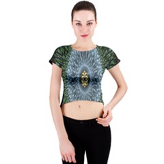 Hipnotic Star Space White Green Crew Neck Crop Top