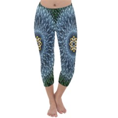 Hipnotic Star Space White Green Capri Winter Leggings  by Mariart