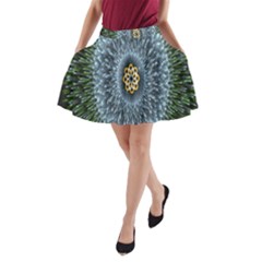 Hipnotic Star Space White Green A-line Pocket Skirt by Mariart