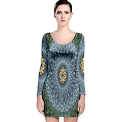 Hipnotic Star Space White Green Long Sleeve Velvet Bodycon Dress