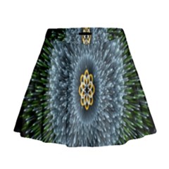 Hipnotic Star Space White Green Mini Flare Skirt by Mariart