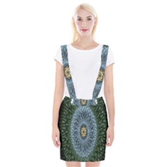 Hipnotic Star Space White Green Braces Suspender Skirt by Mariart