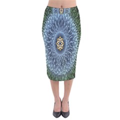 Hipnotic Star Space White Green Velvet Midi Pencil Skirt by Mariart