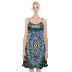 Hipnotic Star Space White Green Spaghetti Strap Velvet Dress