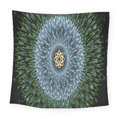 Hipnotic Star Space White Green Square Tapestry (Large)