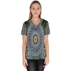 Hipnotic Star Space White Green Scrub Top