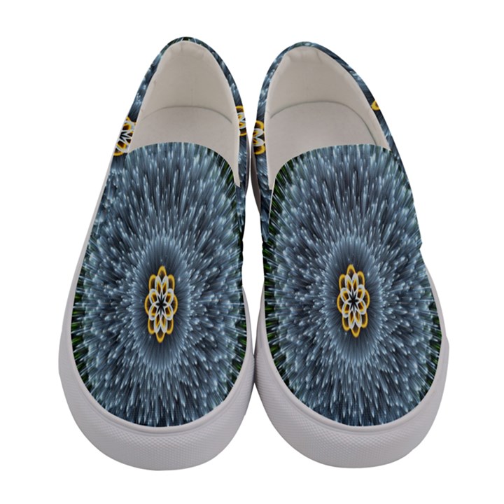 Hipnotic Star Space White Green Women s Canvas Slip Ons