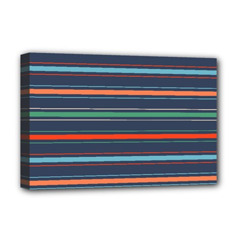 Horizontal Line Blue Green Deluxe Canvas 18  X 12  