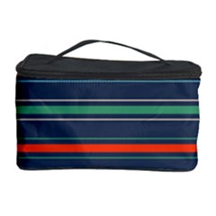 Horizontal Line Blue Green Cosmetic Storage Case