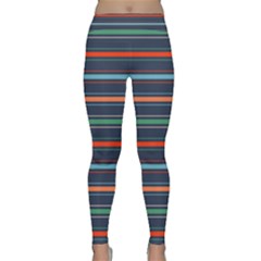 Horizontal Line Blue Green Classic Yoga Leggings