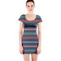 Horizontal Line Blue Green Short Sleeve Bodycon Dress View1