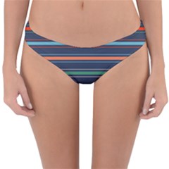 Horizontal Line Blue Green Reversible Hipster Bikini Bottoms