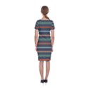 Horizontal Line Blue Green Classic Short Sleeve Midi Dress View2