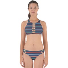 Horizontal Line Blue Green Perfectly Cut Out Bikini Set