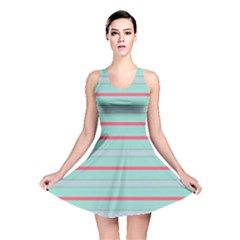 Horizontal Line Blue Red Reversible Skater Dress by Mariart