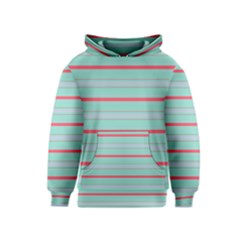 Horizontal Line Blue Red Kids  Pullover Hoodie by Mariart