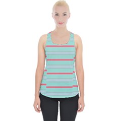 Horizontal Line Blue Red Piece Up Tank Top