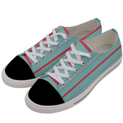 Horizontal Line Blue Red Women s Low Top Canvas Sneakers