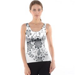 Grayscale Floral Heart Background Tank Top by Mariart