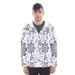 Grayscale Floral Heart Background Hooded Wind Breaker (men) by Mariart