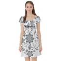 Grayscale Floral Heart Background Short Sleeve Skater Dress View1