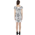 Grayscale Floral Heart Background Short Sleeve Skater Dress View2