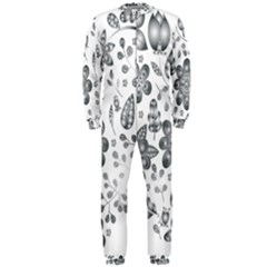 Grayscale Floral Heart Background Onepiece Jumpsuit (men)  by Mariart