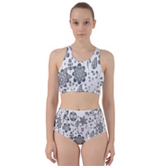 Grayscale Floral Heart Background Racer Back Bikini Set by Mariart