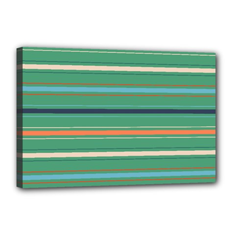 Horizontal Line Green Red Orange Canvas 18  X 12  by Mariart