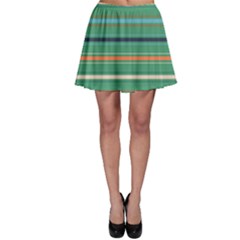 Horizontal Line Green Red Orange Skater Skirt