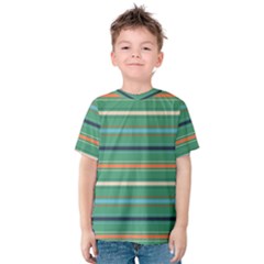 Horizontal Line Green Red Orange Kids  Cotton Tee