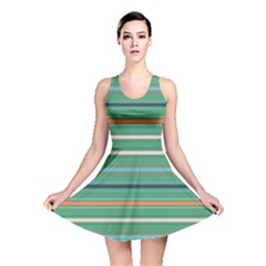 Horizontal Line Green Red Orange Reversible Skater Dress by Mariart