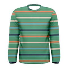 Horizontal Line Green Red Orange Men s Long Sleeve Tee by Mariart