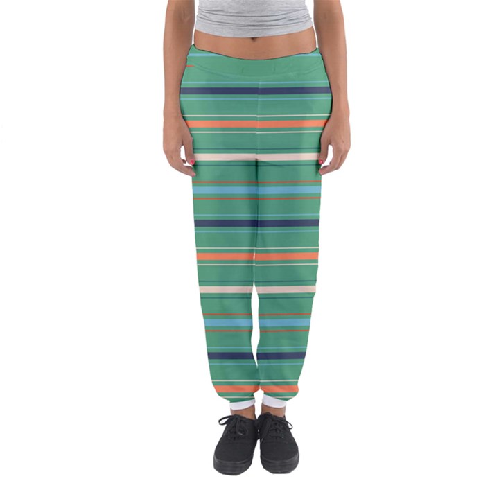 Horizontal Line Green Red Orange Women s Jogger Sweatpants