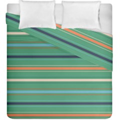 Horizontal Line Green Red Orange Duvet Cover Double Side (king Size)