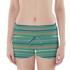 Horizontal Line Green Red Orange Boyleg Bikini Wrap Bottoms by Mariart