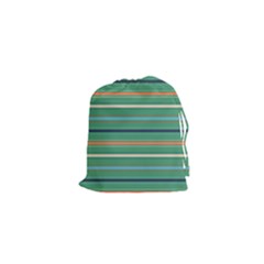 Horizontal Line Green Red Orange Drawstring Pouches (xs)  by Mariart