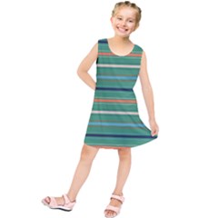 Horizontal Line Green Red Orange Kids  Tunic Dress