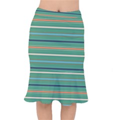 Horizontal Line Green Red Orange Mermaid Skirt