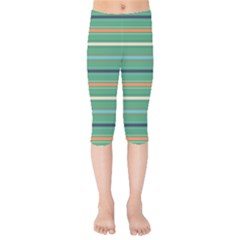 Horizontal Line Green Red Orange Kids  Capri Leggings 