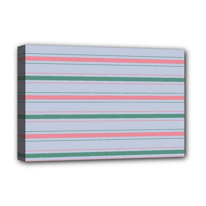 Horizontal Line Green Pink Gray Deluxe Canvas 18  x 12  