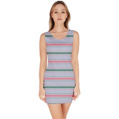 Horizontal Line Green Pink Gray Bodycon Dress by Mariart