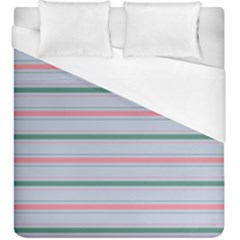 Horizontal Line Green Pink Gray Duvet Cover (king Size)