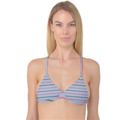 Horizontal Line Green Pink Gray Reversible Tri Bikini Top