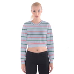 Horizontal Line Green Pink Gray Cropped Sweatshirt